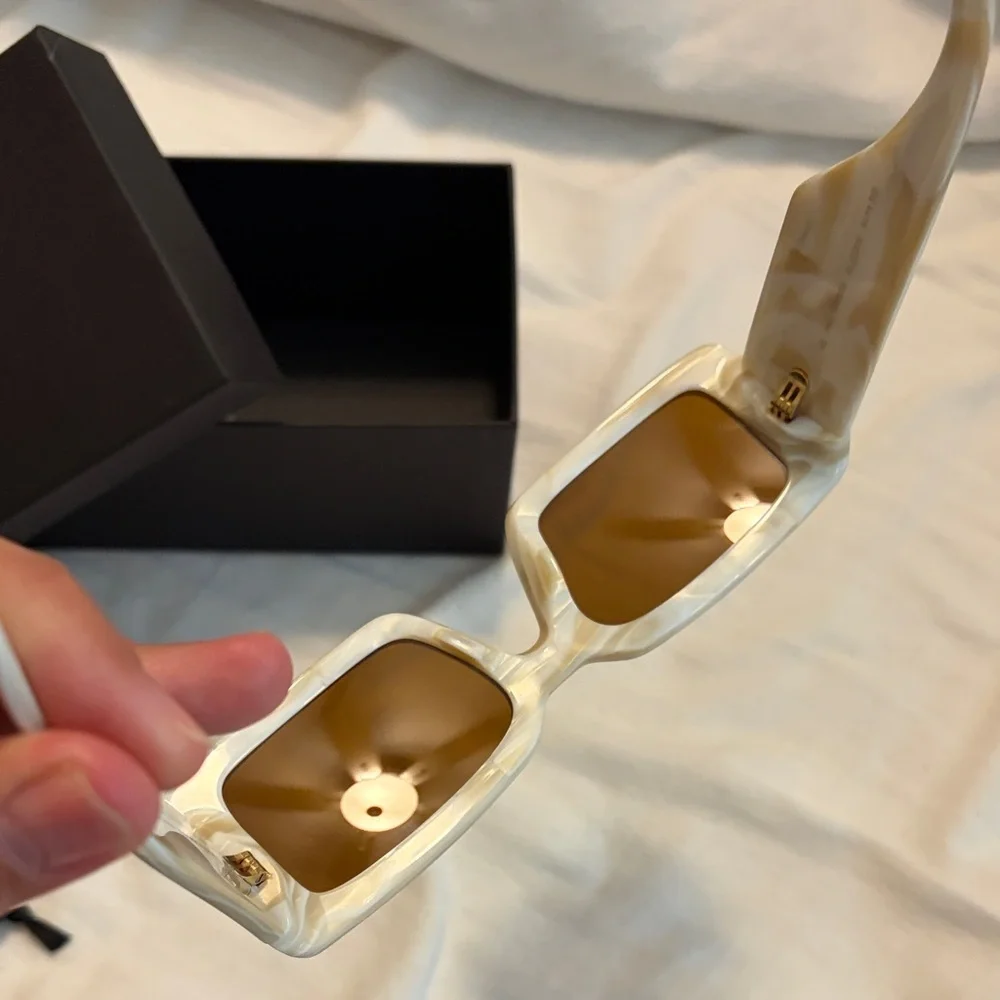 Dolce & Gabbana Cream Frame Sunglasses with Brown Lenses